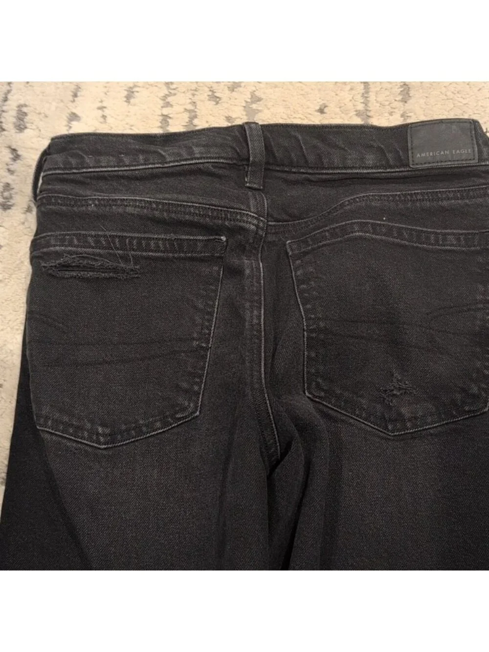 American Eagle Outfitters Black Stretch Jeans With Distressing On The Pockets